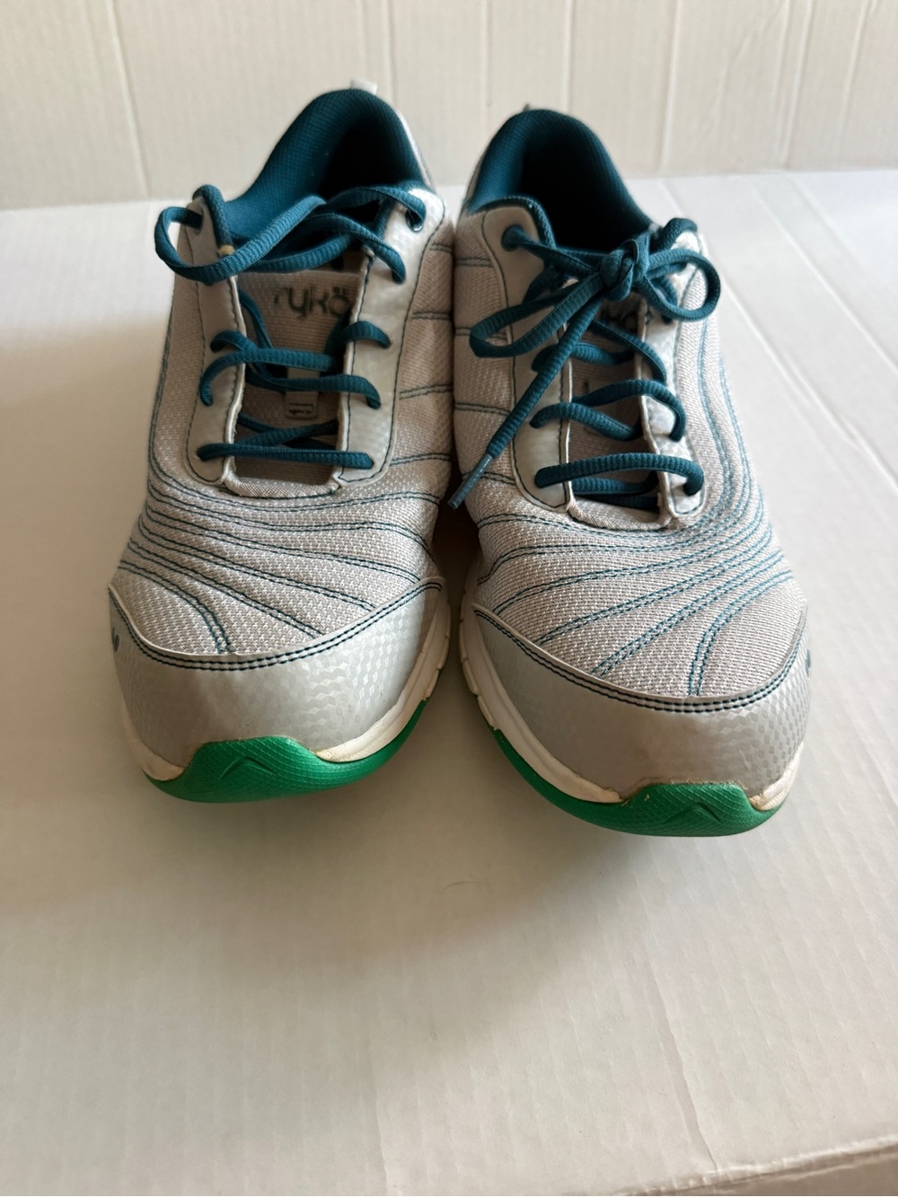 Ryka Women's Athletic Sneakers in Gray with Teal and Green - Picture 2 of 8